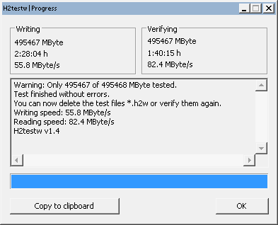 Lexar 512GB OEM H2testw