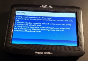 Legal notice before navigation app starts.