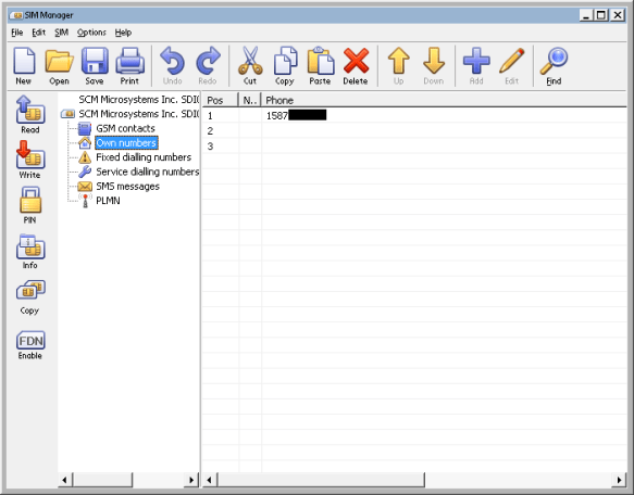 SIM Opened in Dekart SIM Manager