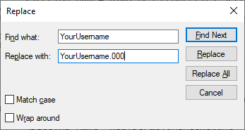 Replace Username in user.config File