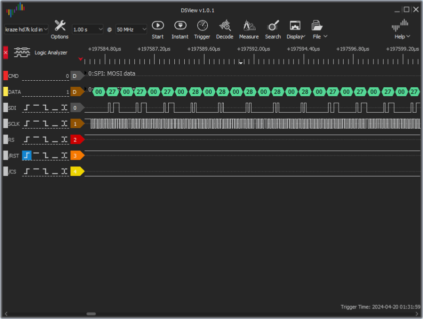Data streamed from the SPI Flash to the LCD.